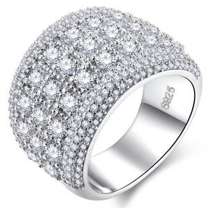 New 925 Sterling Silver Diamond Thick Ring size 9